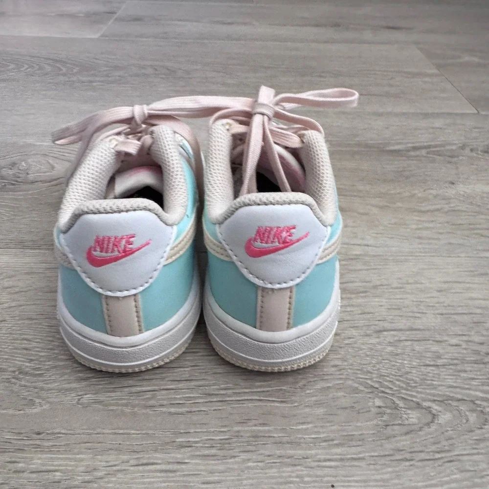 Nike Air Force 1 Low Kids Glacier Blue Pink White Sneakers Size 11C